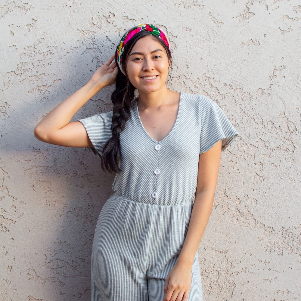 Comfy Grey Striped Romper
